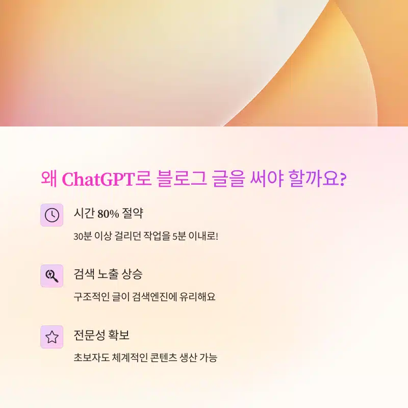 ChatGPT로 블로그 글을 써야 하는 이유와 장점 요약 인포그래픽