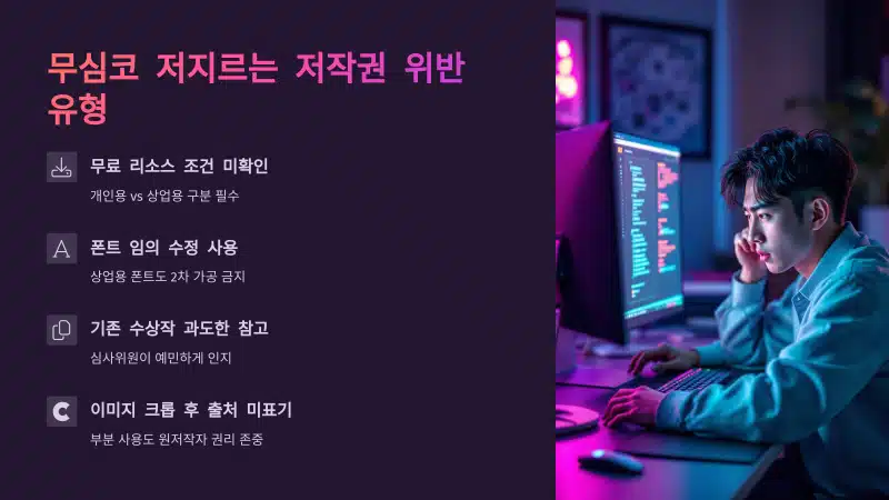 디자인 공모전에서는 의도치 않게 저작권을 침해하는 사례가 매년 반복되고 있습니다