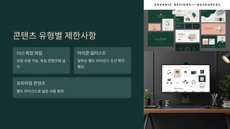 GraphicsFuel 저작권 조건 콘텐츠 유형별 제한사항 