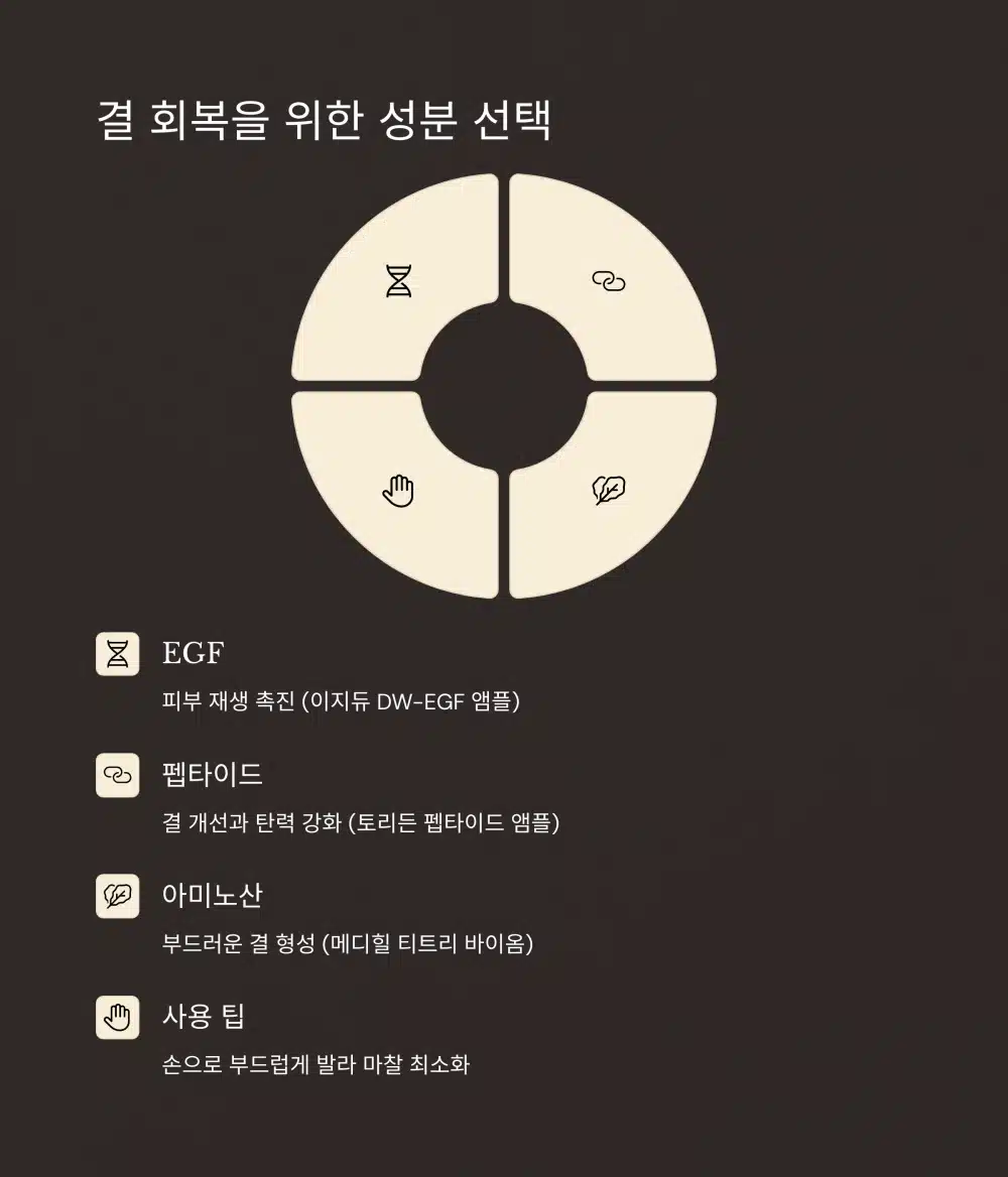 EGF, 펩타이드, 아미노산이 포함된 피부결 회복 성분 정리 이미지