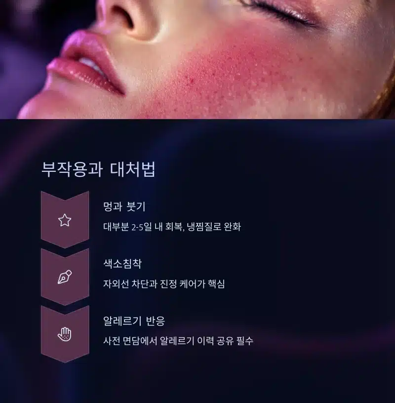 피부 시술 후 멍, 붓기, 색소침착, 알레르기 반응 등 부작용과 그에 대한 대처법