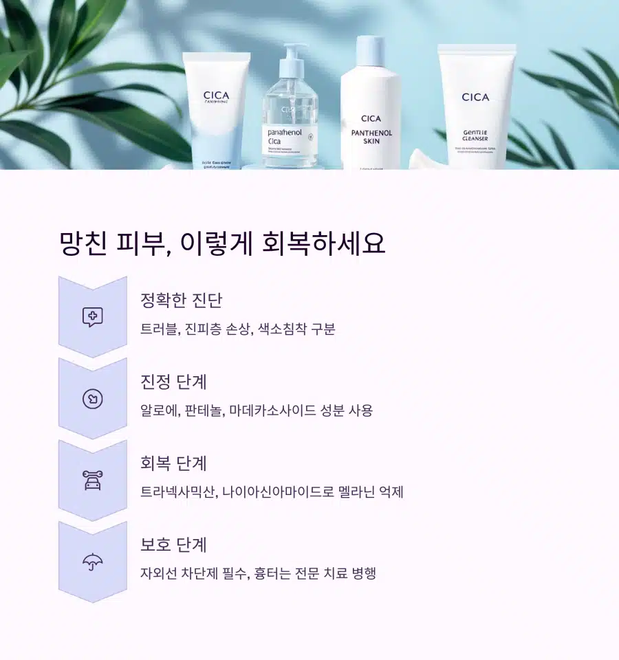 망가진 피부 회복 단계별 가이드 – 진단, 진정, 회복, 보호 요령