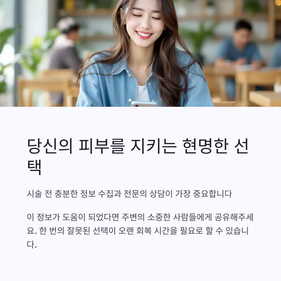 시술 전 정보 수집의 중요성과 전문가 상담 권장 안내 슬라이드