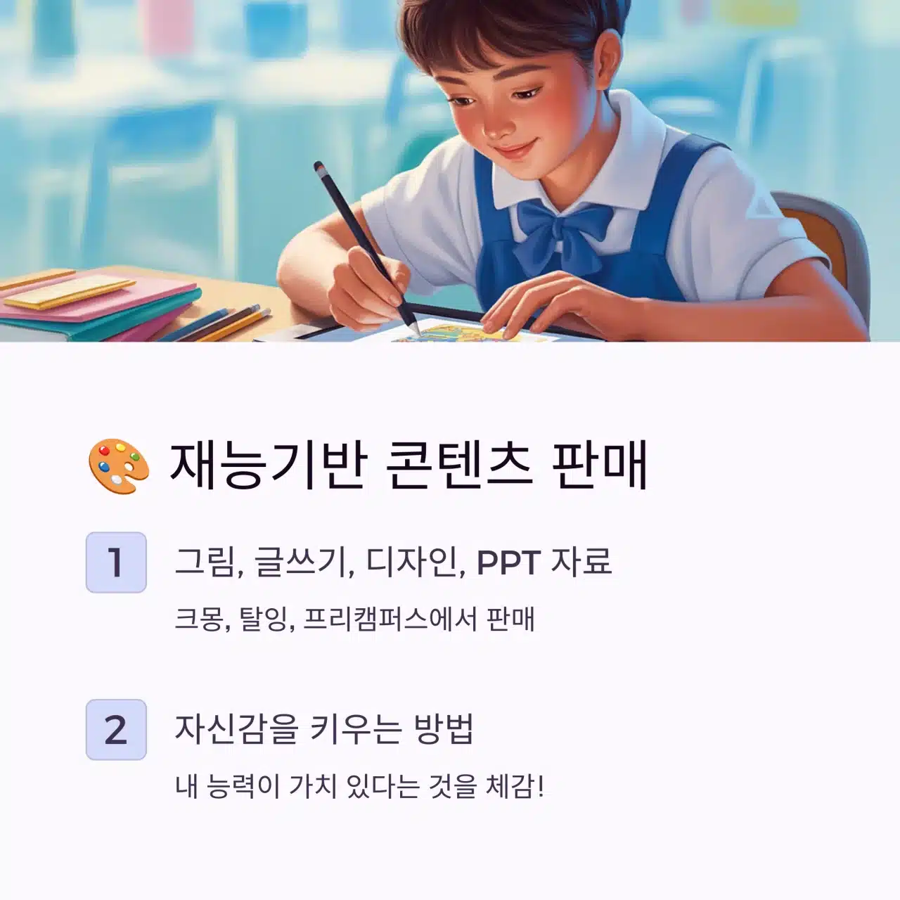 재능기반 콘텐츠를 제작하는 여학생