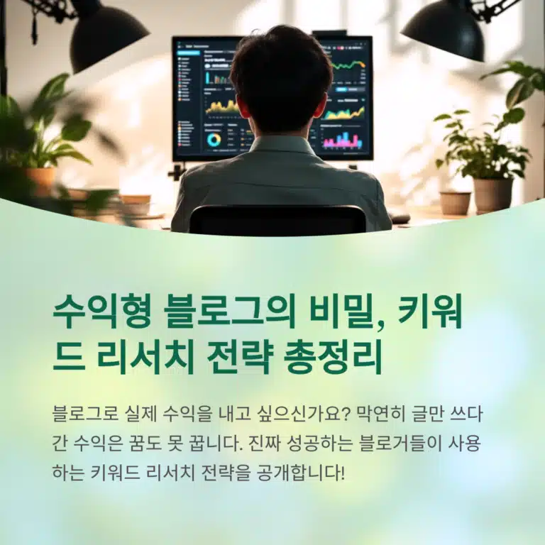 수익형 블로그의 핵심인 키워드 리서치 전략을 소개하는 메인 이미지