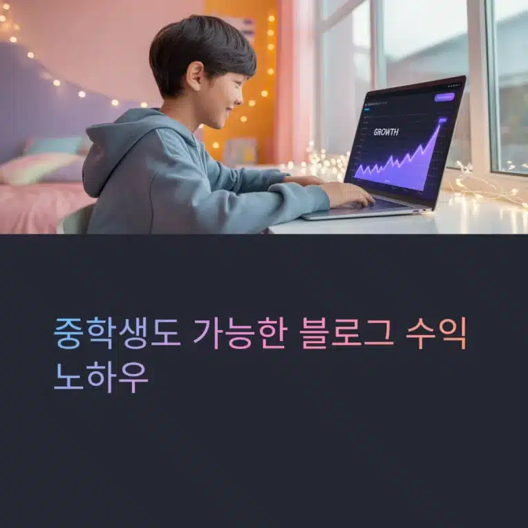 중학생 블로그 수익내기 노트북으로 블로그 관리하는 모습