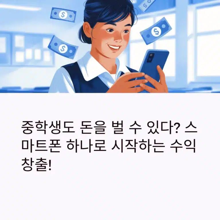 스마트폰으로 수익 활동을 시작하는 중학생 돈벌기